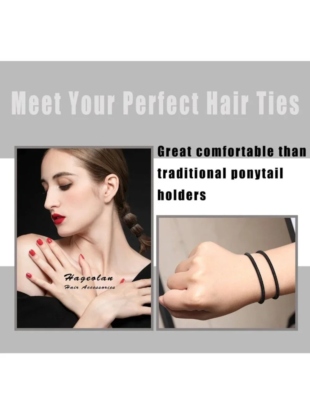 120 Pcs Elastic Hair Ties for Thick Curly Hair - Black Ponytail Holders Bulk